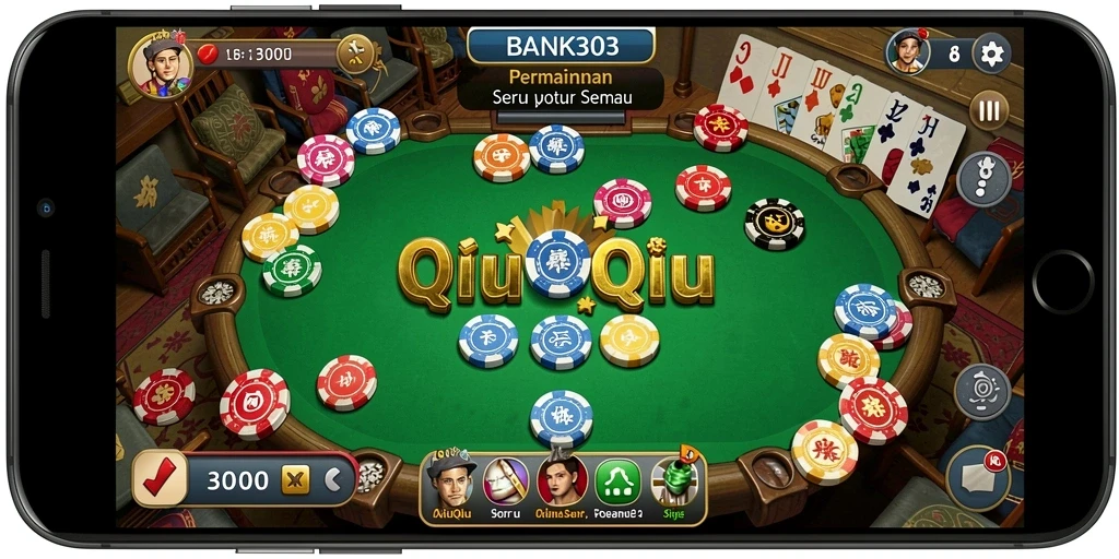 Tampilan utama gameplay QiuQiu yang seru di BANK303.