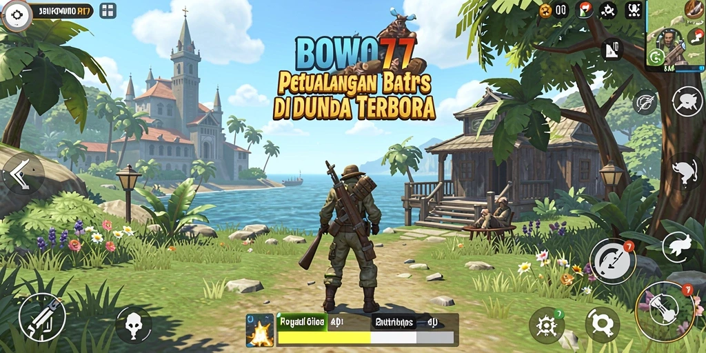 Screenshot dari gameplay <strong>BOWO77</strong> yang menampilkan dunia terbuka yang luas.