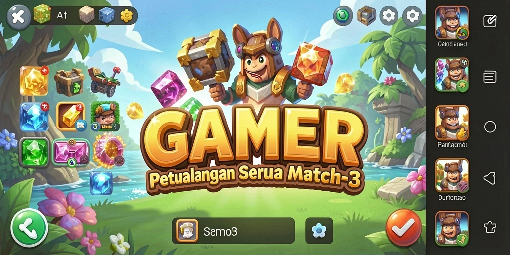 Tangkapan layar GAMERP menampilkan gameplay yang menarik dalam format Match-3.
