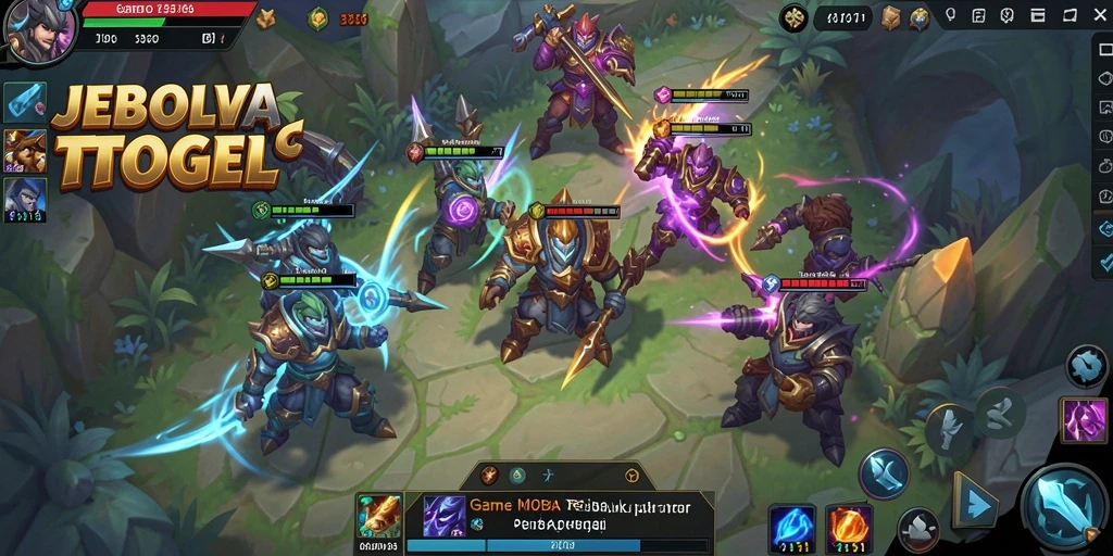 Screenshot menampilkan aksi seru dalam permainan MOBA JEBOLTOGEL.