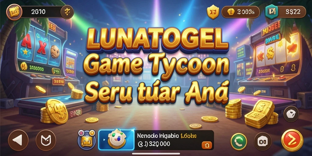 Screenshot gameplay LUNATOGEL yang menampilkan simulasi bisnis yang mendebarkan.