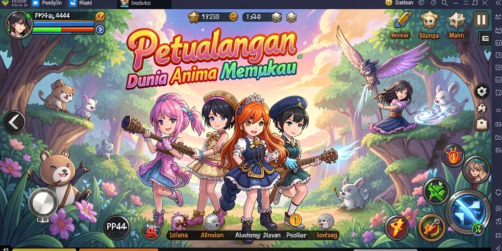 Screenshot gameplay PP444 dengan karakter Anime yang khas.