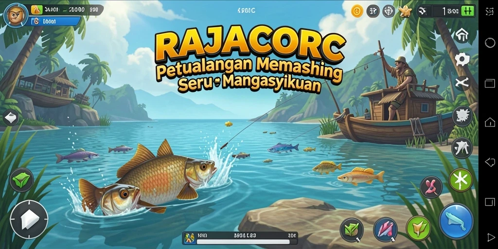Tangkapan ikan yang menakjubkan di RAJACORC dengan grafis yang memukau.