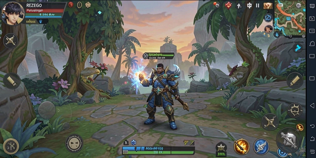 Screenshot gameplay menunjukkan pertarungan ARPG yang intens.