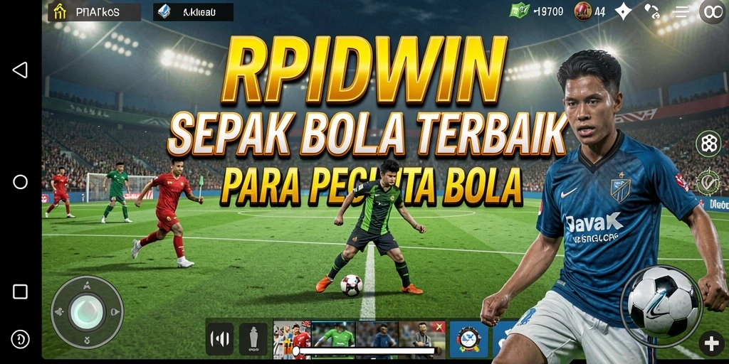 Tampilan gameplay RPIDWIN menampilkan aksi sepak bola yang mendebarkan.