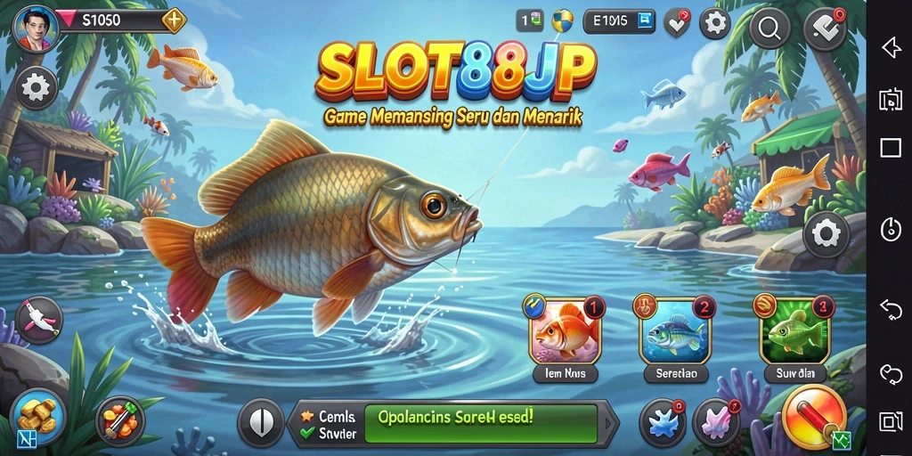 Screenshot menunjukkan aksi memancing yang seru dalam SLOT88JP.