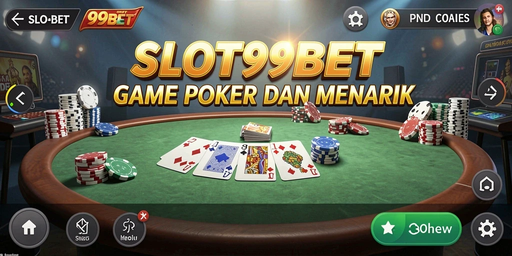 Screenshot utama SLOT99BET yang menampilkan gameplay poker yang seru.