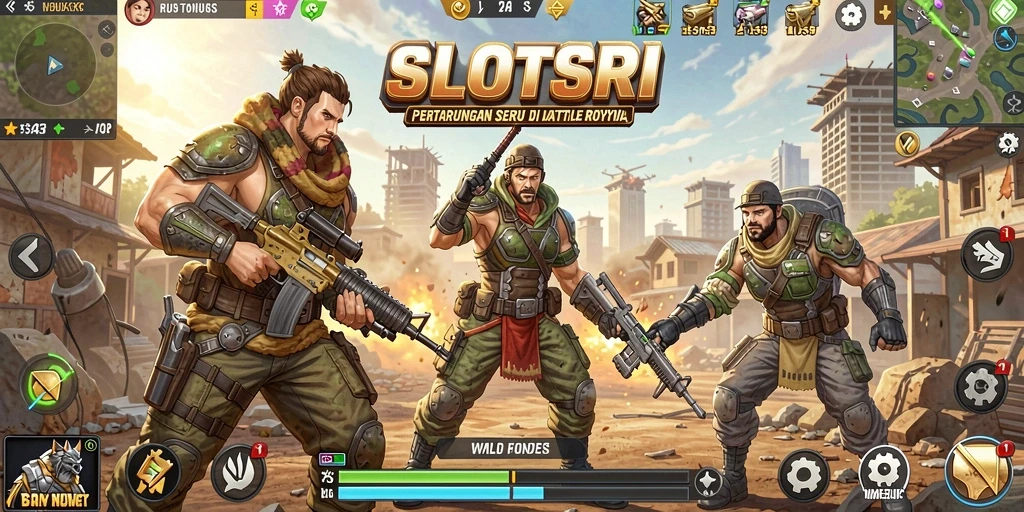 Screenshot gameplay SLOTSRI yang penuh aksi Battle Royale.