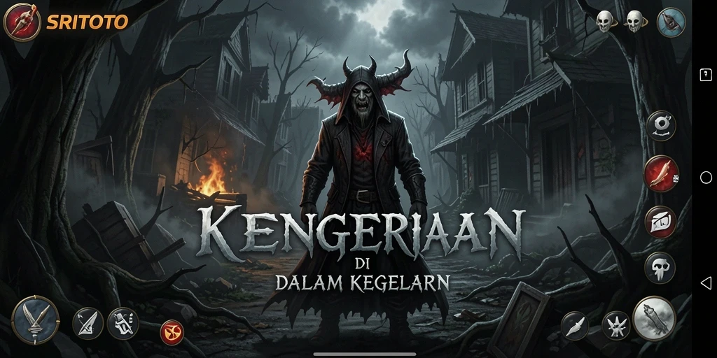 Tampilan gameplay menegangkan dalam kegelapan mengerikan.