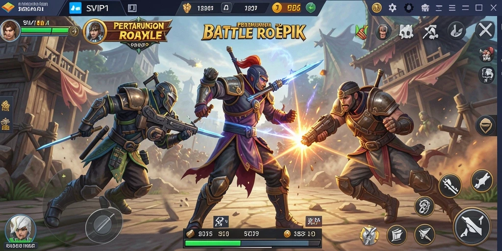 Screenshot gameplay SVIP1 menampilkan aksi seru di arena Battle Royale.